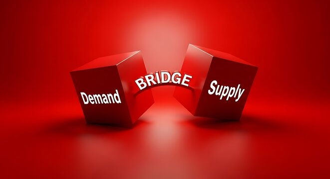 Bridge Connecting Demand and Supply Concept Illustration.