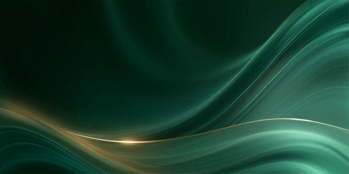 Abstract Green Wave Background with Flowing Blue and Purple Light Lines Smooth Fractal Energy Motion Texture Modern Wallpaper Design Illustration