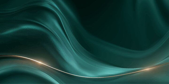Abstract Green Wave Background with Flowing Light Lines Dynamic Fractal Motion and Digital Energy Texture Wallpaper Design Illustration