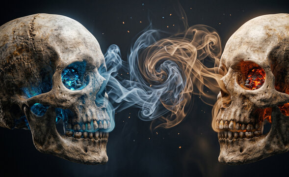 Twin Smoking Skulls