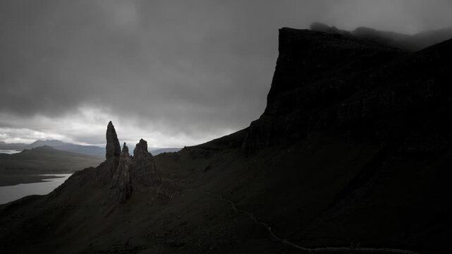 Timelapse of Old Man of Storr on Isle of Skye, Scotland