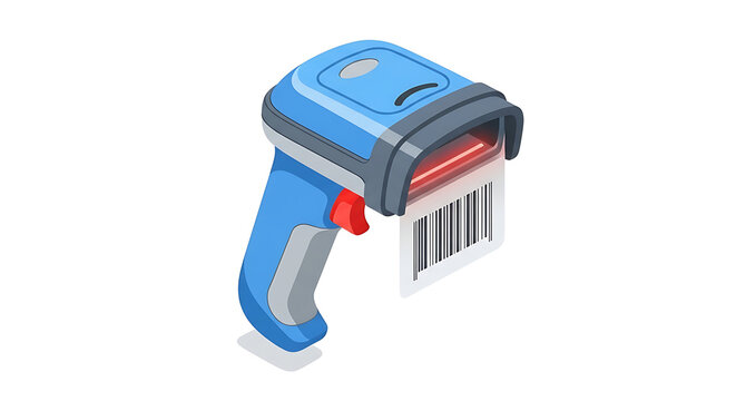 Handheld barcode scanner isolated. Digital laser reader for retail and warehouse inventory.