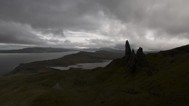 Timelapse of Old Man of Storr on Isle of Skye, Scotland