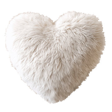 Fluffy Heart-shaped Pillow for Home Decor and Cozy Living Spaces Isolated on Transparent Background