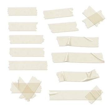 Collection of Various Tape Strips and Adhesive Tapes for Crafting and Repairs.