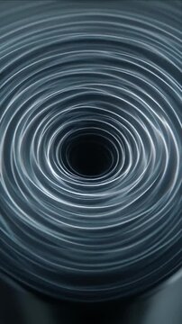 Cybersecurity abstract spiral tunnel with metallic ring pattern and dark center, creating modern digital threat concept and dark circular sensor panel for cybersecurity protection and surveillance