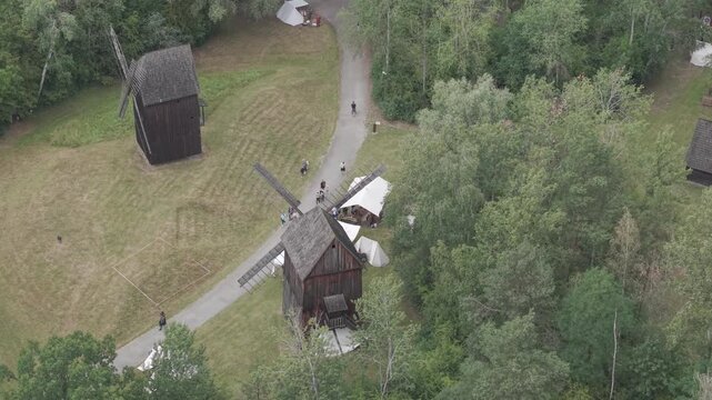 Knight-themed event at the very old vilage drone shot d-log