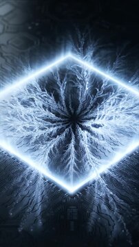 Cybersecurity abstract digital shield glowing blue energy dark circuit background with abstract frost crystal dark background suggesting cybersecurity digital network winter concept and cybersecurity