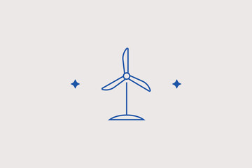 Wind turbine line icon for power plant. Vector illustration for renewable energy, green technology, sustainable utility services. © HenryFord