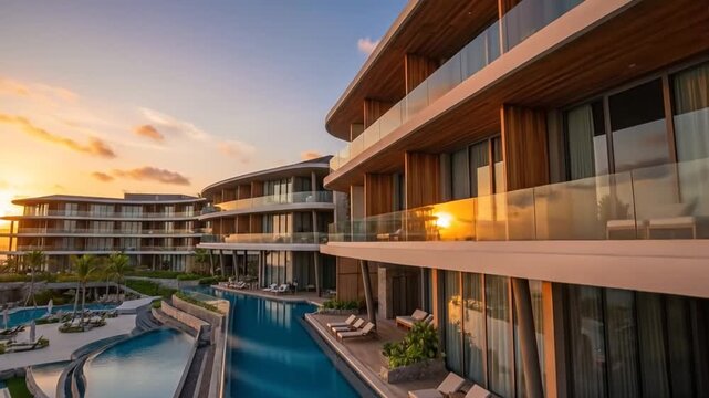 Luxury Resort at Sunset - A Tropical Paradise Escape.