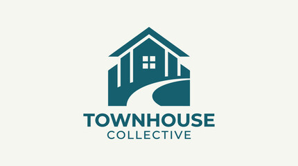 Fototapeta premium Townhouse Collective Logo Design with House and Road.