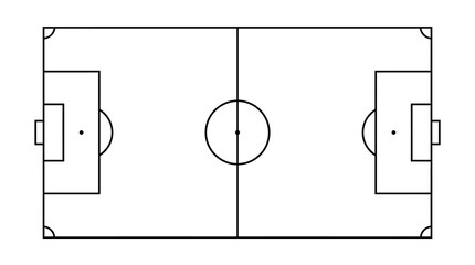 Soccer field diagram with goals and markings. © pleci