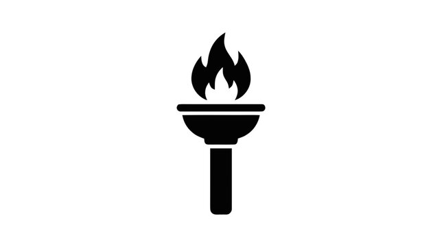 Vector illustration of icon of a burning torch with a flame, symbol of victory and enlightenment on a transparent background