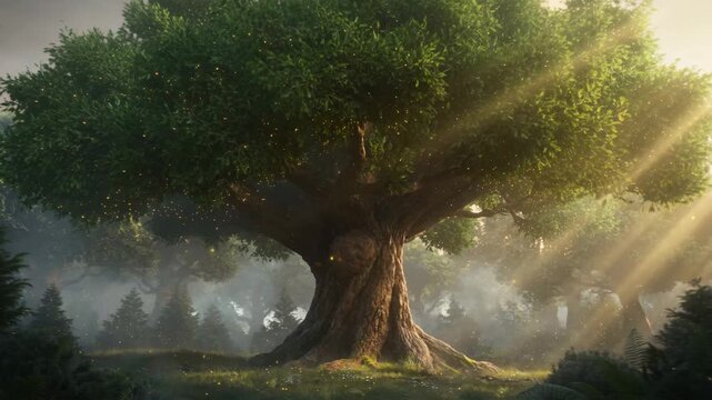 Seed Growing into Mature Tree Animation