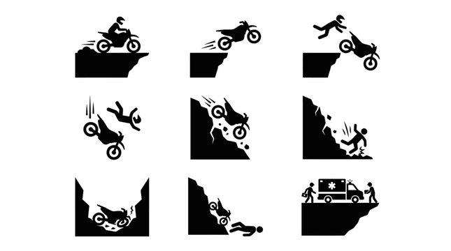 Motorcycle stunt rider in air.