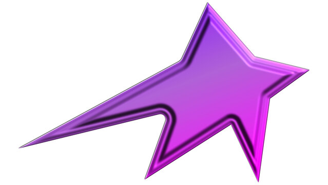 Purple 3d starburst comic shape element with transparent background