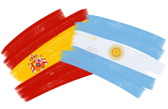 spanish and argentinian flag paint strokes