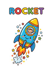 Fototapeta premium Transportation Learning Bundle for Kids, Rocket, Educational Vehicles Poster, Flash Cards, Preschool Worksheets, Kindergarten Classroom Printable Vector Set