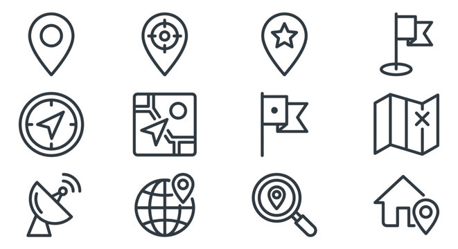 GPS navigation and map location pin icons.