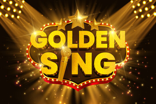 Golden sing luxury golden text style. Entertainment show 3d editable vector text effect