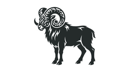 Ornate ram silhouette with patterned wool. © yanuar