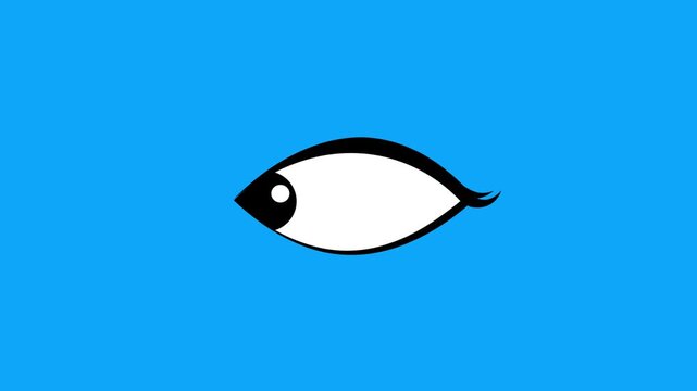 Cartoon blinking eyes animation, Animated cartoon eyes blinking on blue background looking around and up and down, funny blinking eyes for character design, 2d Animation with alpha channel. 4k video