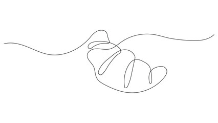 Obraz premium Croissant Pastry Continuous One Line Art Minimal Vector Illustration