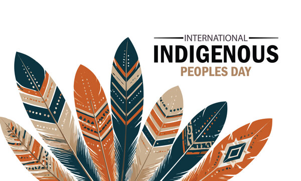 International indigenous peoples day graphic with decorative feather