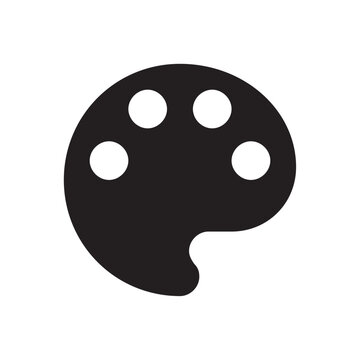 Paint palette icon with circular wells flat black and white design