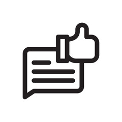 Obraz premium Thumbs up message icon black line art on a white background