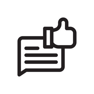 Thumbs up message icon black line art on a white background