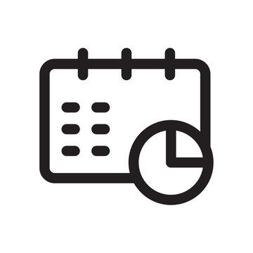 Calendar and clock icon black outline on a white background for scheduling concepts
