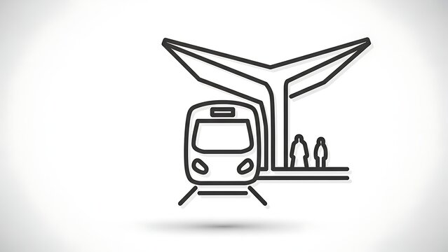 Modern monorail train arriving at futuristic station. Sleek urban transit vehicle with elevated track for efficient city commuting.