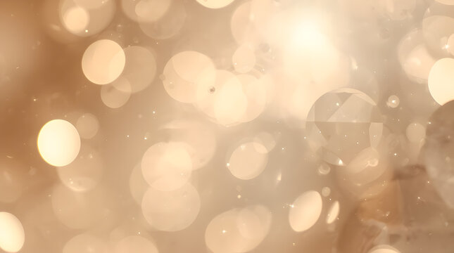 Magical golden bokeh background featuring a faceted crystal prism orb surrounded by shimmering luxury holiday lights