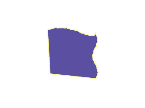 A purple silhouette representing the geographical shape of oregon state map