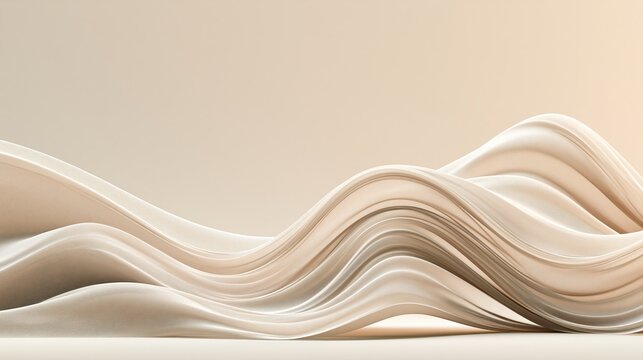Abstract cream wavy lines background, soft flowing fabric texture