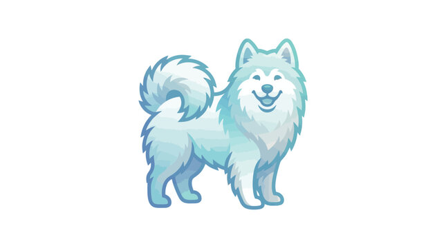 Fluffy Samoyed Dog Vector Illustration