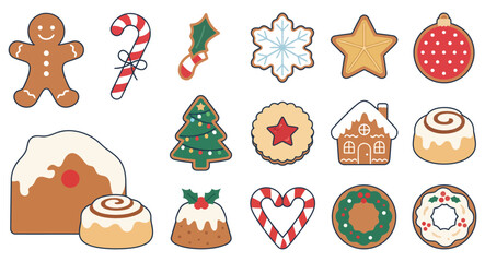 Fototapeta premium Festive holiday sweets and treats collection gingerbread candy canes and christmas cookies