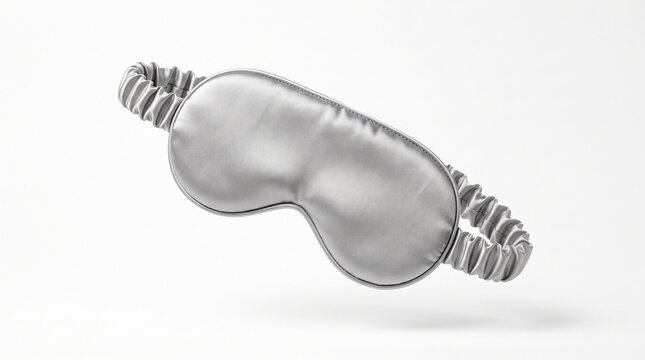 Silver silk sleep mask isolated on white background