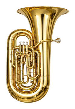 PNG Shiny brass tuba isolated on white background.