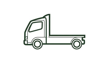 Fototapeta premium Flatbed truck icon. Simple outline graphic of a commercial delivery vehicle.