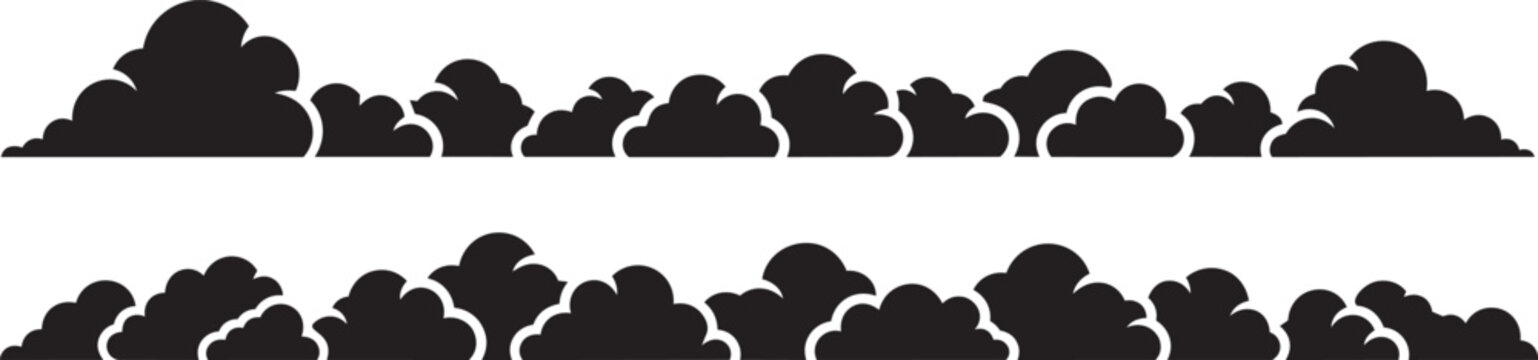 Silhouette clouds border on white background