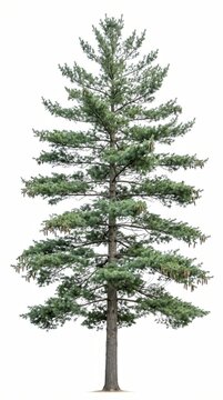 Isolated Eastern White Pine Tree Cutout on White Background