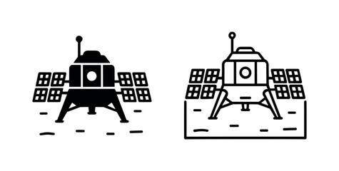 Space Lander or Rover Icon Set. Planetary Exploration and Spacecraft Symbol. © liubomir118809