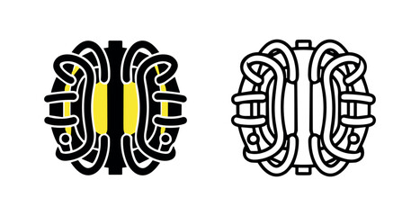 Fototapeta premium Nuclear fusion reactor core icon for clean energy generation in solid and outline styles