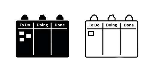 Kanban board task management system with "To Do", "Doing", "Done" columns icon © liubomir118809