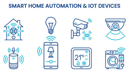 Smart home automation and internet of things io t connected devices icons illustration with automation connected technology © Vector Nila