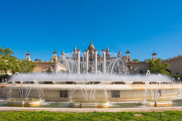 Magic Fountain at Plaza Espanya in Barcelona City © Donatas Dabravolskas