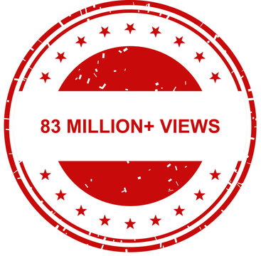 Red badge with 83 million plus views Vector, illustration