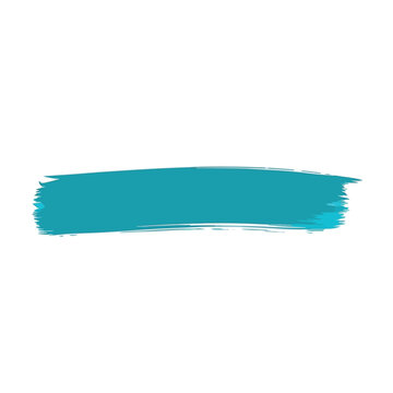 Teal blue brush stroke isolated on white background. Hand painted artistic ink smudge for creative graphic design projects.